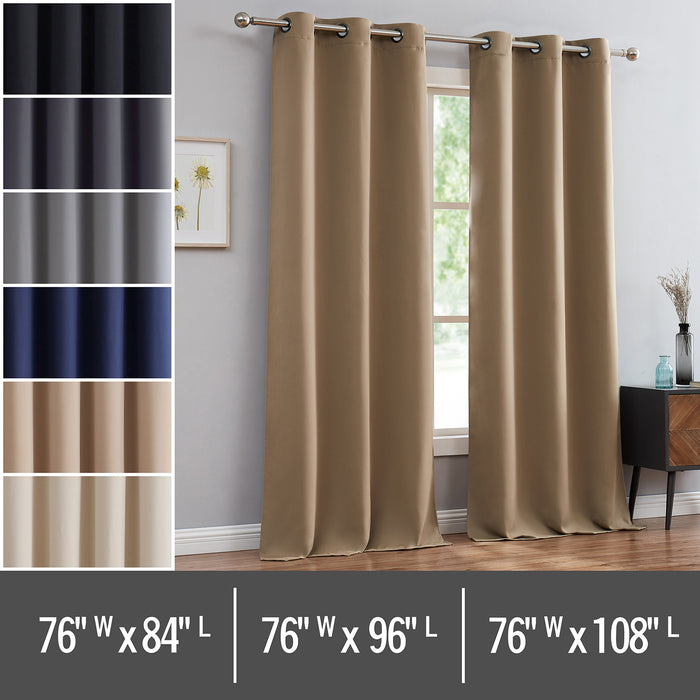 Red Co. Blackout Curtains with Grommets and Rope Tiebacks - 2 Panel Set