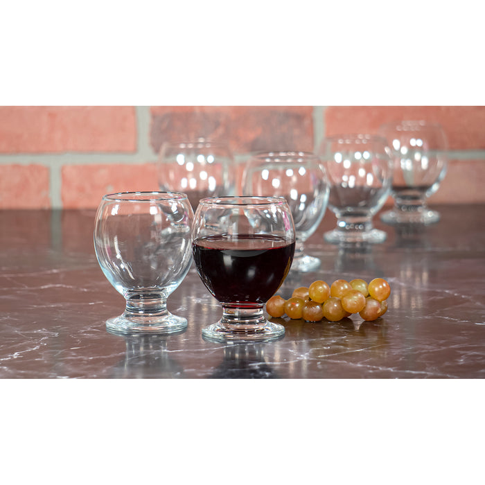 Red Co. Clear Wine Drinking Glass Goblet with Short Stem, 7.6 Oz., Set of 6