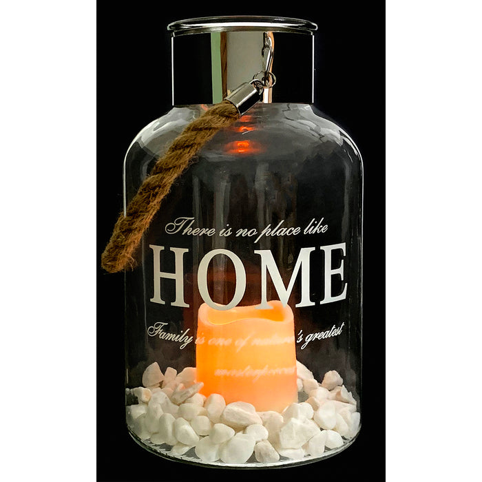 Red Co. 12 inch Decorative Candle Lantern Festive Canister, There is no Place Like Home