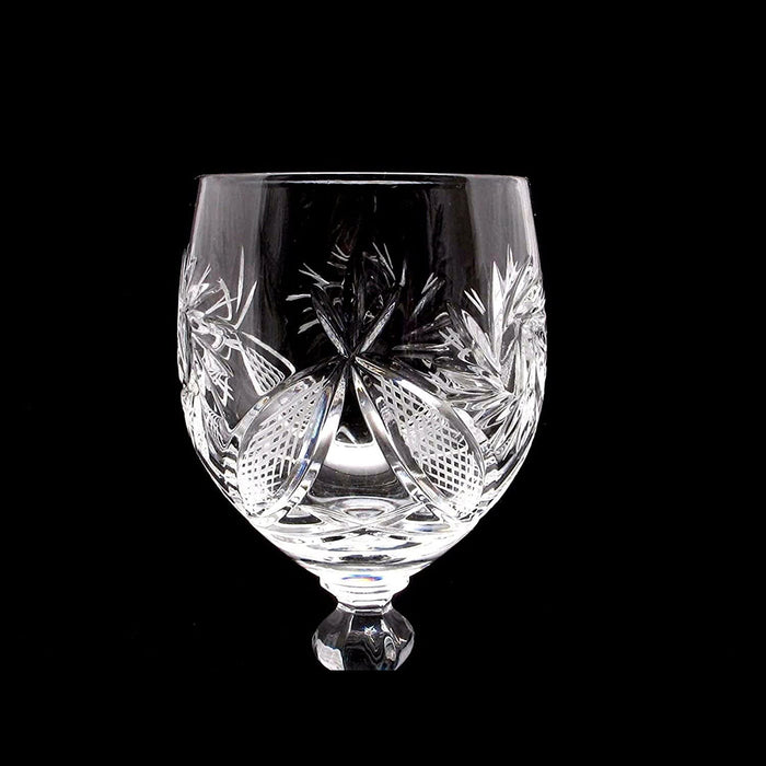 Russian Cut Crystal Red White Wine Glasses Goblets, Stemmed Vintage Design Glassware, 8.5 Oz. Hand Made