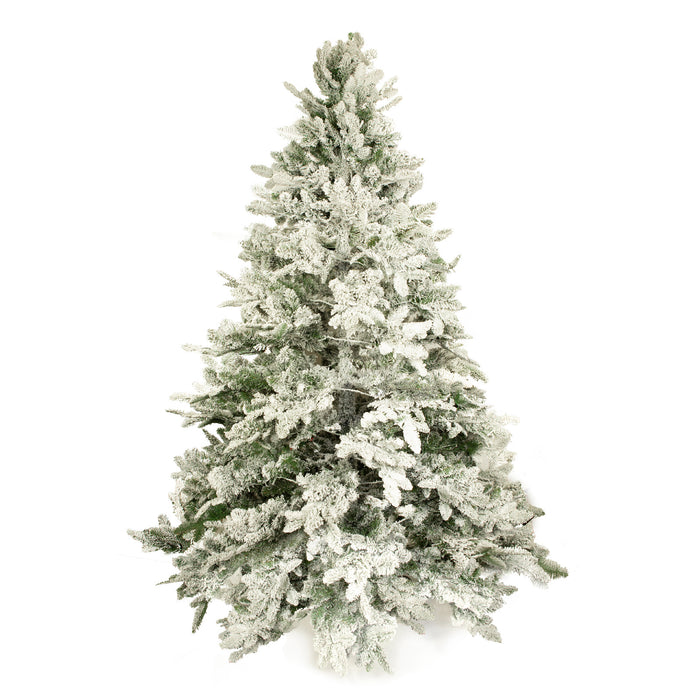 Red Co. 7 Feet Premium Snow Flocked Artificial Spruce Hinged Christmas Tree with 460 Warm White LED Lights, 1800 Tips and Sturdy Metal Stand