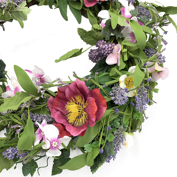 Red Co. 18" Purple Shades of Spring, Artificial Spring & Summer Wreath, Door Backdrop Ornaments, Home Décor Collection