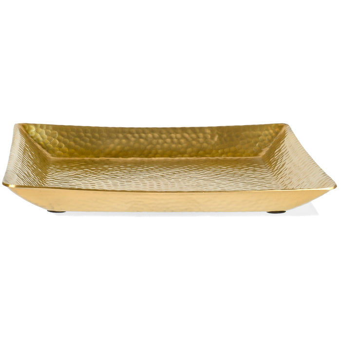 Red Co. Large Gilded Metal Square Hammered Surface Decorative Tray Countertop Organizer, 12.25”