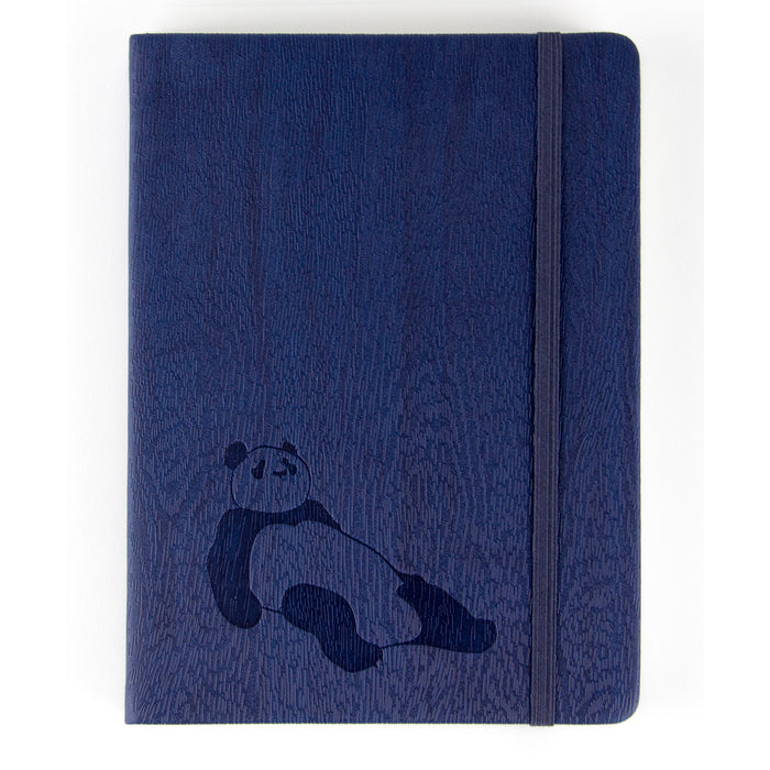 Red Co. Journal with Embossed Panda 240 Pages, 5"x 7" Lined, Navy Blue