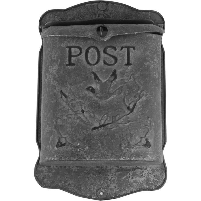 Rustic Galvanized Metal Post Mailbox - Country Style