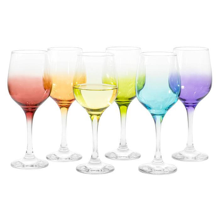 Red Co. Colored Gradiant Clear Wine Glass for Red, White, Pink Wine, Cocktails, 11.75 Ounce - Set of 6