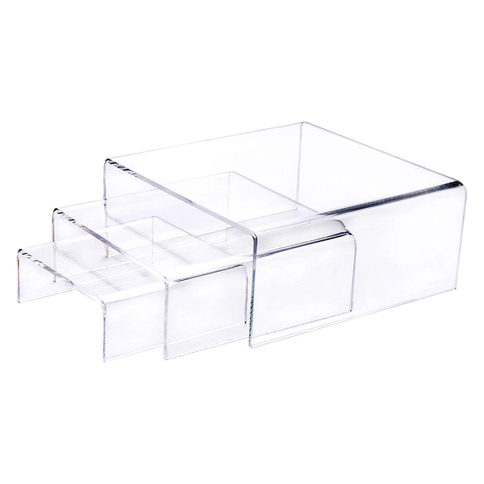 Set of 3 Low Profile Acrylic Display Riser - Jewelry, Cosmetics, Figure Showcase