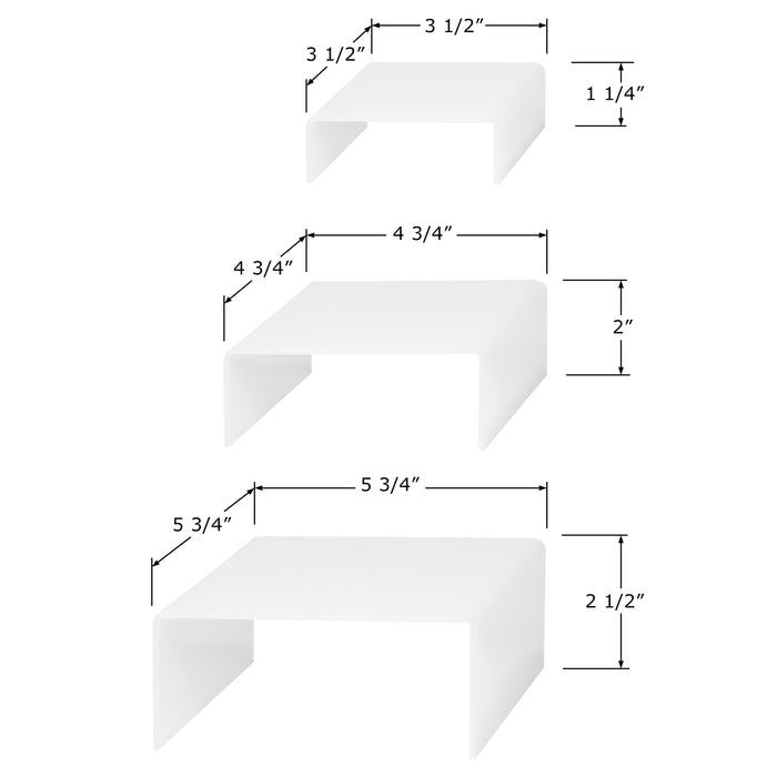 Set of 3 Low Profile Acrylic Display Riser - Jewelry, Cosmetics, Figure Showcase