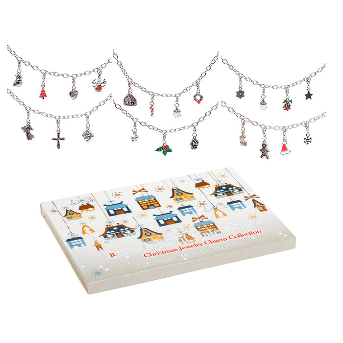 Red Co. Christmas Advent Charm Calendar with 1 Bracelet, 1 Necklace & 22 Unique Charms Jewelry Set - 24 Gifts Total Present for Daughter, Niece, Granddaughter