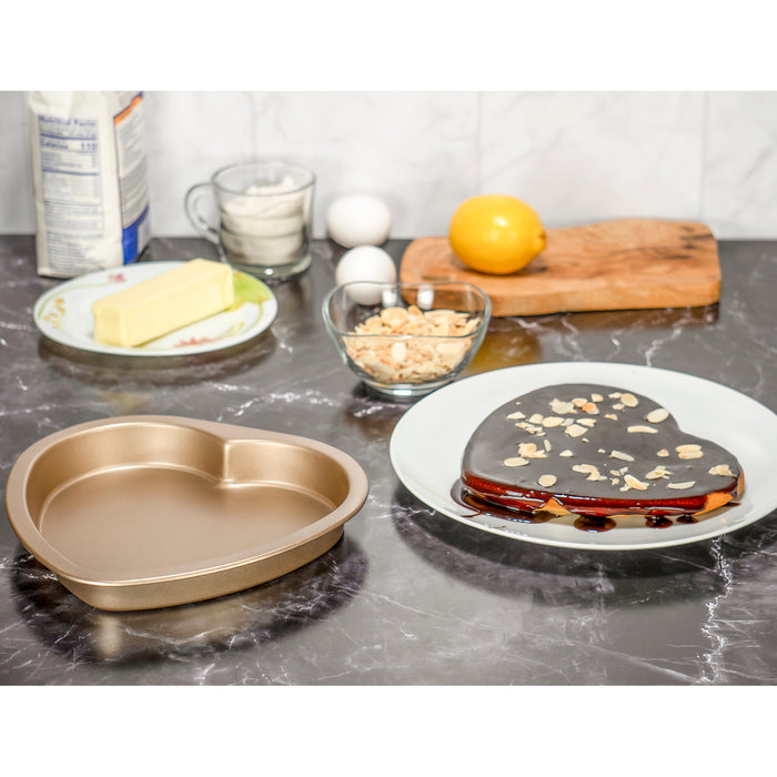 Non-Stick Original Heart-shaped Baking Pan in Copper Finish - 9-Inch