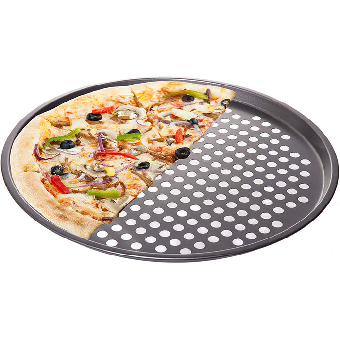 Nonstick Coating Carbon Steel Pizza Baking Pan - Crisper with Holes, 13"