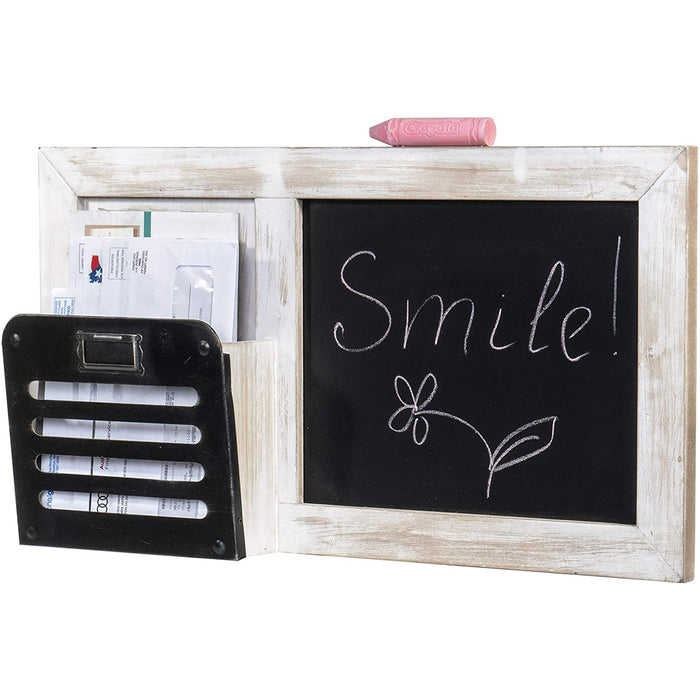 Red Co. 24 Inch Slate Wall Chalkboard with Single Pocket Organizer, Wood and Metal