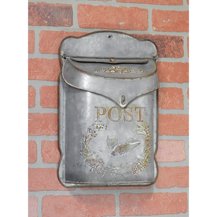 Red Co. 10.5” x 15.5” Aged Shabby Chic Metal Wall-Mounted Embossed Post Mailbox Decoration