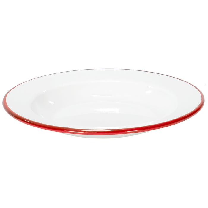 Red Co. Round White Enamelware Salad Appetizer Plates with Colored Rim, Set of 6 – 8”