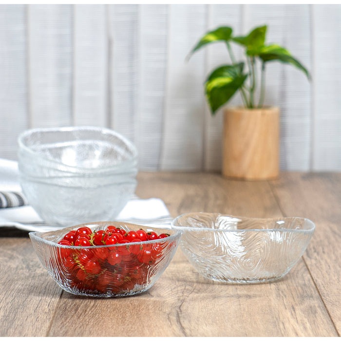 Red Co. Etched Wavy Glass Bowl for Fruits and Vegetables, Prepping, Serving - Set of 6