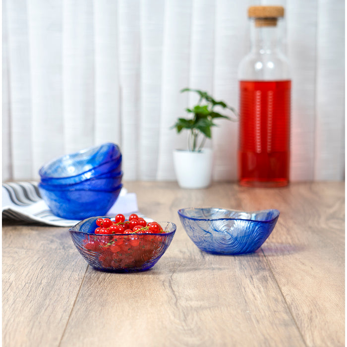 Red Co. Etched Wavy Glass Bowl for Fruits and Vegetables, Prepping, Serving - Set of 6