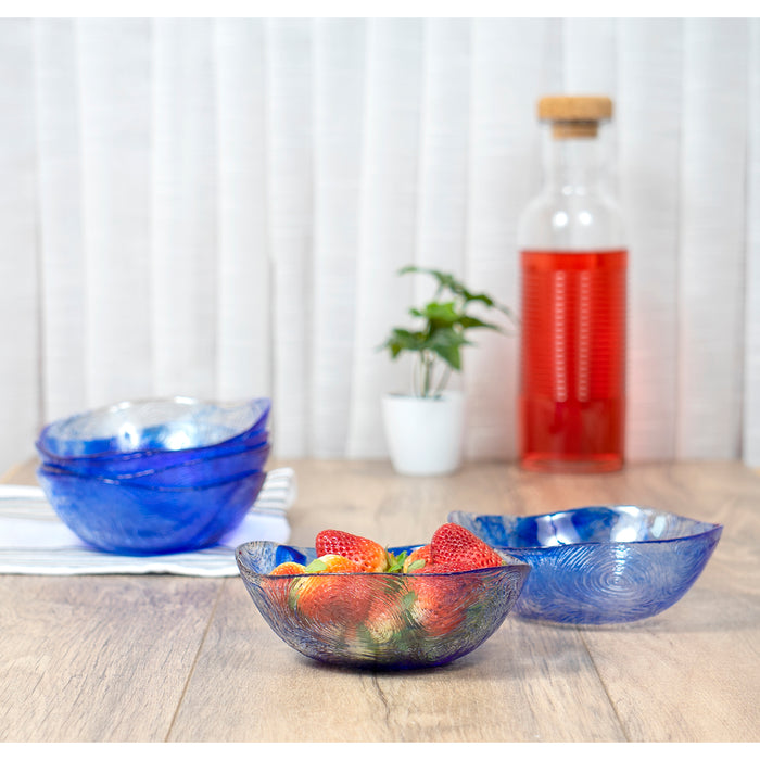 Red Co. Etched Wavy Glass Bowl for Fruits and Vegetables, Prepping, Serving - Set of 6