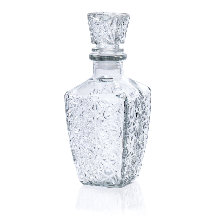 Traditional Crystal Clear Glass Decanter with Airtight Stopper, Decorative Bottle Carafe