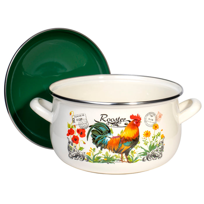 Enamel On Steel Round Covered Stockpot - Pasta Stock Stew Soup Casserole Dish Cooking Pot with Lid