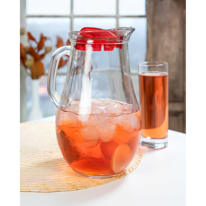 Red Co. Clear Glass 61.75 Oz Beverage Serving Pitcher with Lid and Handle