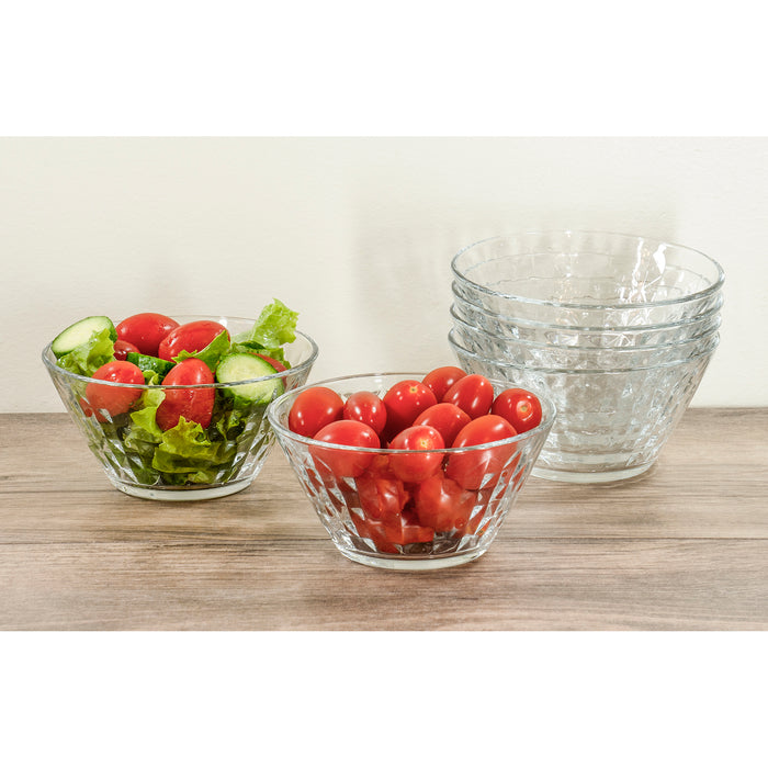 Red Co. Clear Bowl with Diamond Pattern for Serving, Mixing and Storing