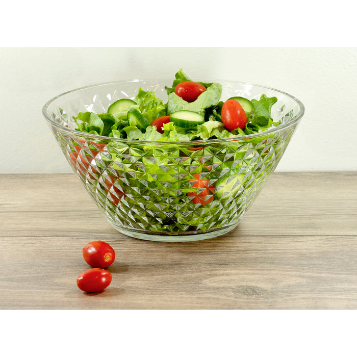 Red Co. Clear Bowl with Diamond Pattern for Serving, Mixing and Storing