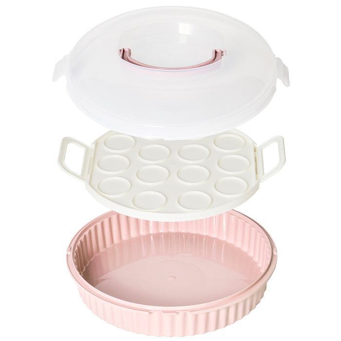 Red Co. Plastic Cupcake Carrier Holder, Pastry Storage & Carrying Container with Lid & Handle, 13"