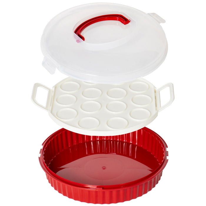 Red Co. Plastic Cupcake Carrier Holder, Pastry Storage & Carrying Container with Lid & Handle, 13"