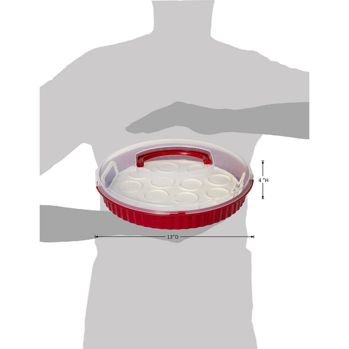 Red Co. Plastic Cupcake Carrier Holder, Pastry Storage & Carrying Container with Lid & Handle, 13"