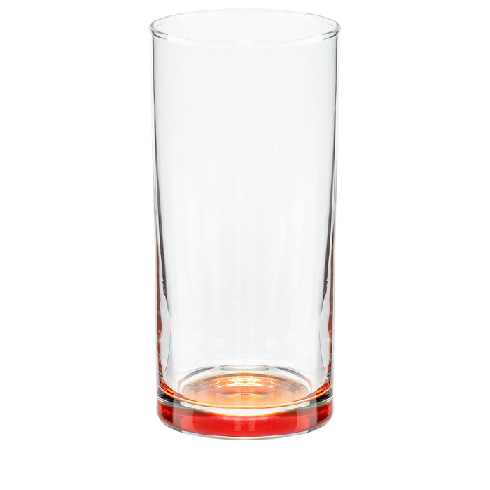 Highball Tumbler Clear Multi Colored Base Drinking Glass for Water, Juice, Beer, Whiskey, and Cocktails, 9.25 Ounce - Set of 6