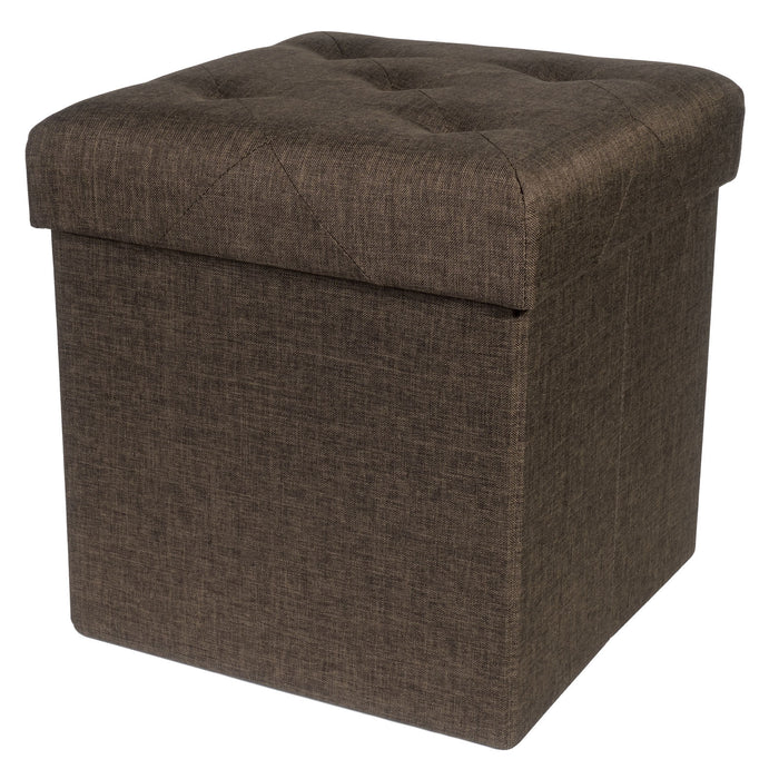 Folding Cube Storage Ottoman with Padded Seat, 15" x 15" - Platinum Series