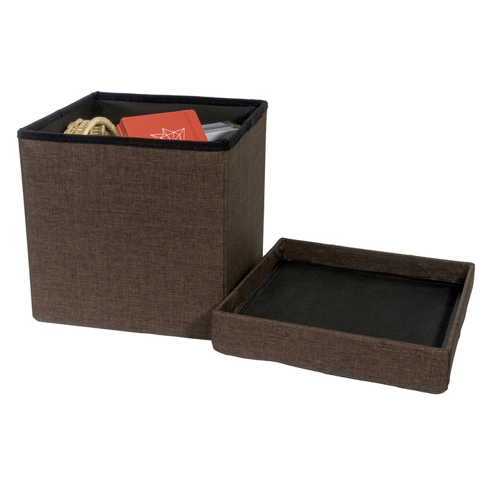 Folding Cube Storage Ottoman with Padded Seat, 15" x 15" - Platinum Series