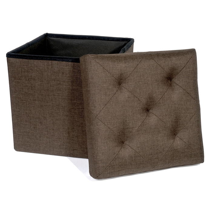 Folding Cube Storage Ottoman with Padded Seat, 15" x 15" - Platinum Series