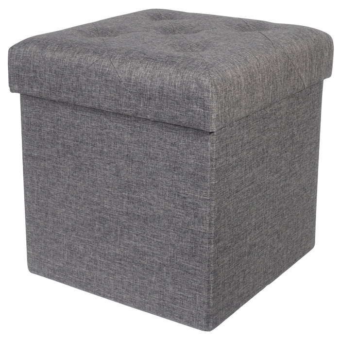 Folding Cube Storage Ottoman with Padded Seat, 15" x 15" - Platinum Series