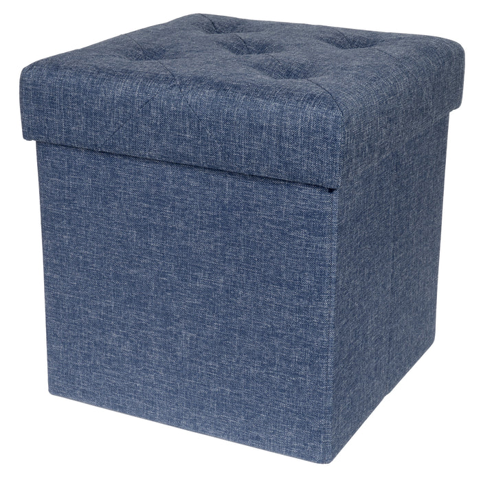 Folding Cube Storage Ottoman with Padded Seat, 15" x 15" - Platinum Series