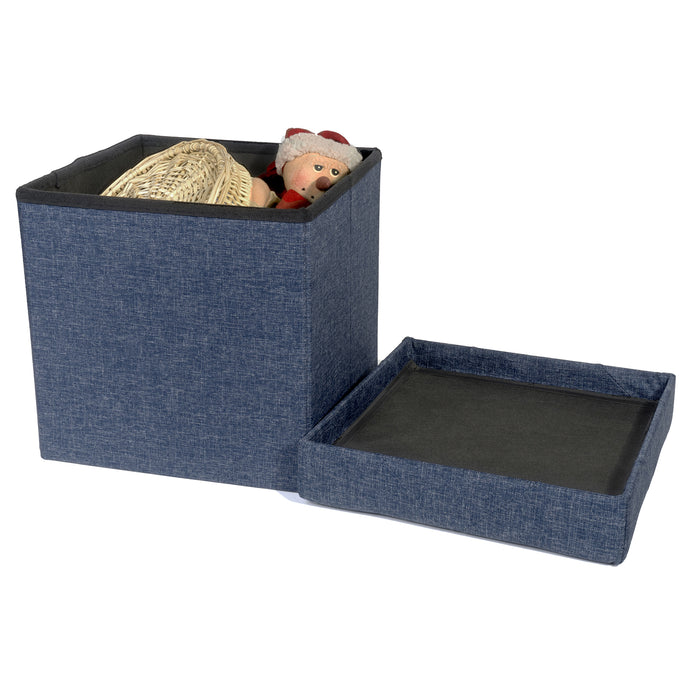 Folding Cube Storage Ottoman with Padded Seat, 15" x 15" - Platinum Series