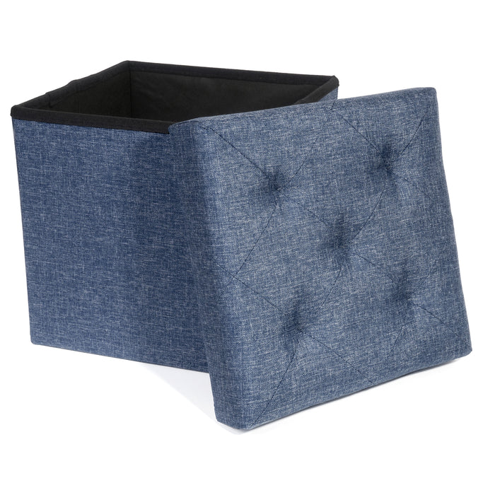 Folding Cube Storage Ottoman with Padded Seat, 15" x 15" - Platinum Series