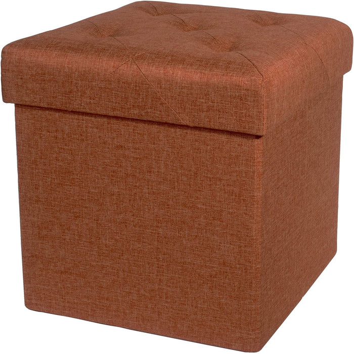 Folding Cube Storage Ottoman with Padded Seat, 15" x 15" - Platinum Series