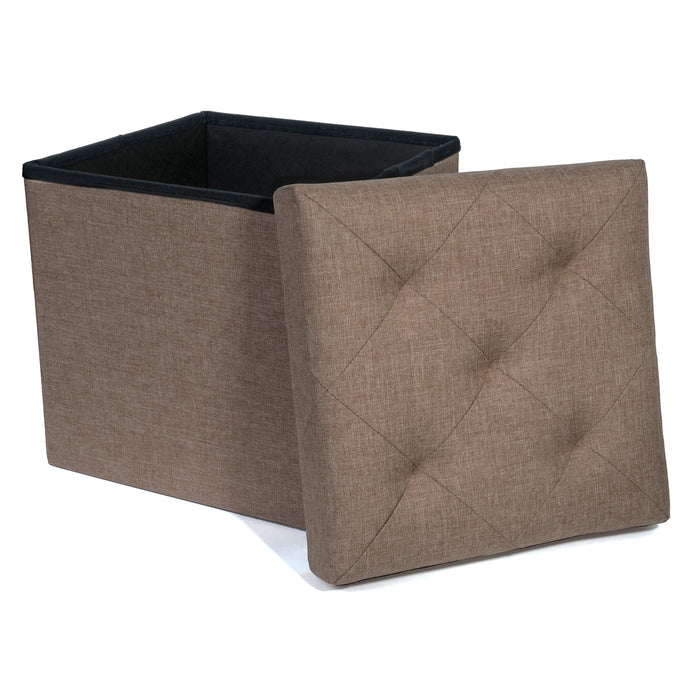 Folding Cube Storage Ottoman with Padded Seat, 15" x 15" - Platinum Series