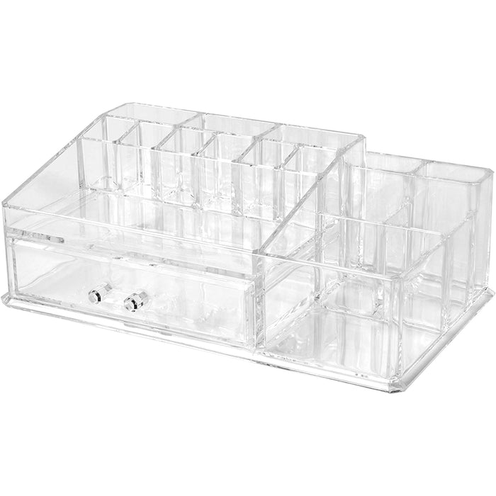 Red Co. Crystal Clear Large Plastic Makeup Palette Organizer - Countertop Cosmetic Display Case Jewelry Storage Box with Drawer