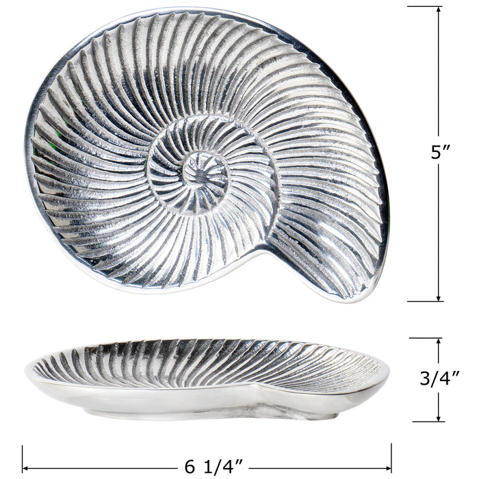 Red Co. Decorative Snail Shell Aluminum Tray Organizer and Home Décor Centerpiece — 6 Inches