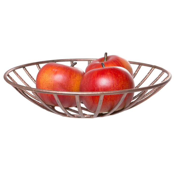 Red Co. Round Iron Wire Basket, Centerpiece Décor, Decorative Bowl, Copper Finish