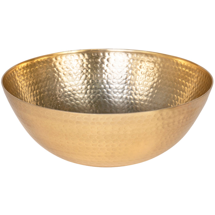 Red Co. Luxurious Hammered Aluminum Round Bowl, Metal Decorative Bowl