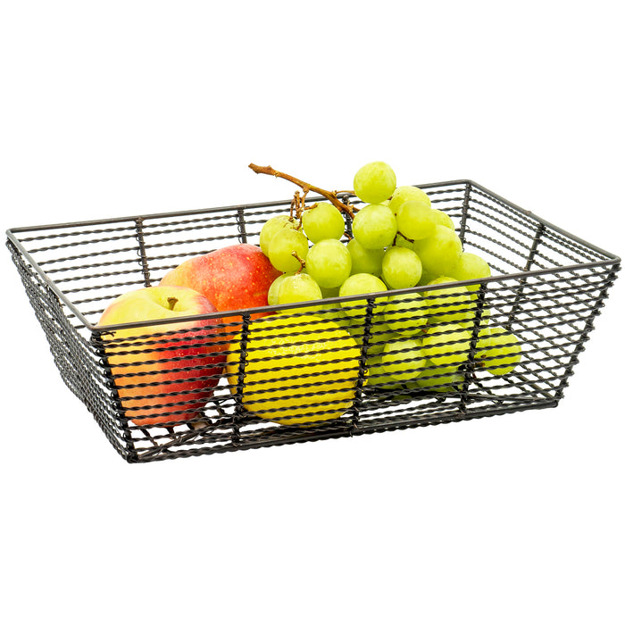 Red Co. Trapezoid Black Metal Fruit Basket Multi Purpose Kitchen Home Organizer Bin