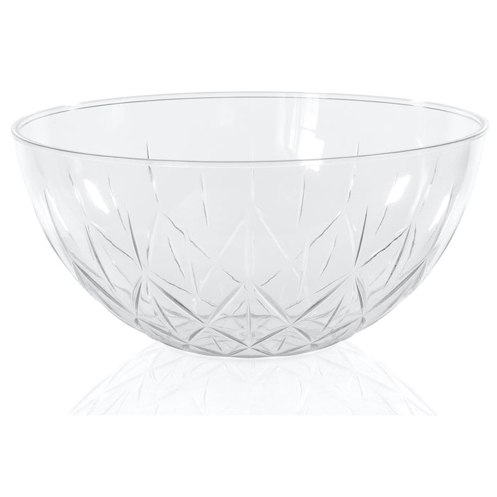 Red Co. Triangle Etched Clear Polystyrene Bowl for Fruits and Vegetables, Dining Table Kitchen Decoration,  Made in USA