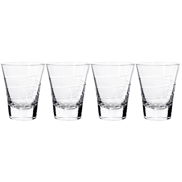 Vortex Collection Clear Heavy Base Highball Glasses with Swirl Accent, Set of 4