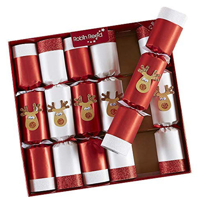 Robin Reed Set of 6 Racing Glitter Reindeer Christmas Crackers