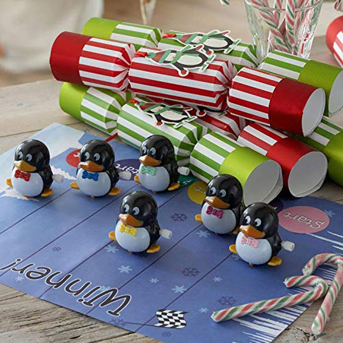 Robin Reed English Holiday Christmas Crackers, Pack of 6 - Racing Penguins