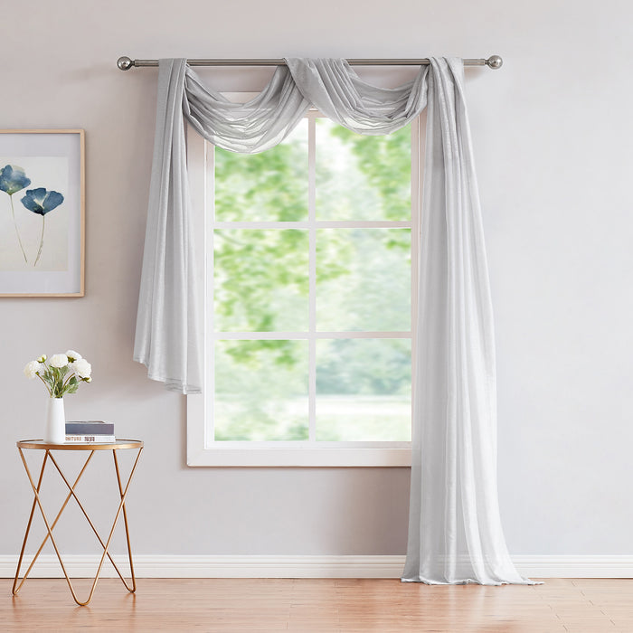 Red Co. Semi Sheer Window Scarf, Decorative Curtain Accent Window Valance