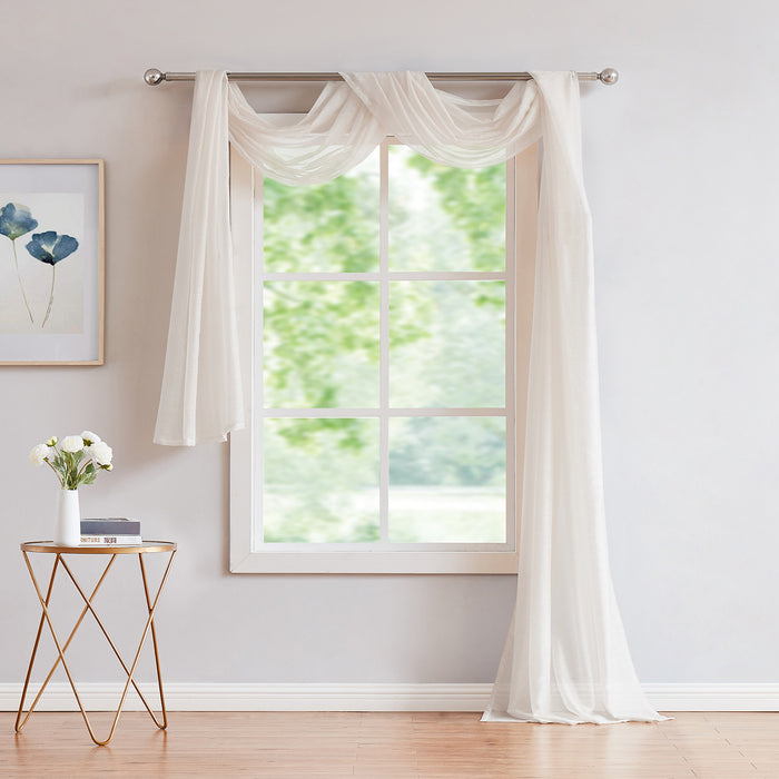 Red Co. Semi Sheer Window Scarf, Decorative Curtain Accent Window Valance